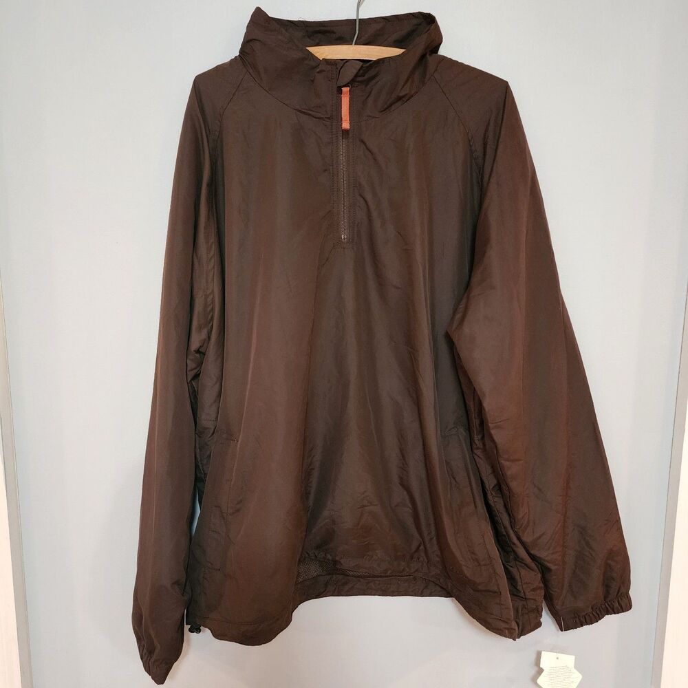 NWT Cabela's Windcrest Windbreaker Jacket Men's 2XL Brown 1/4 Zip Pullover Mesh